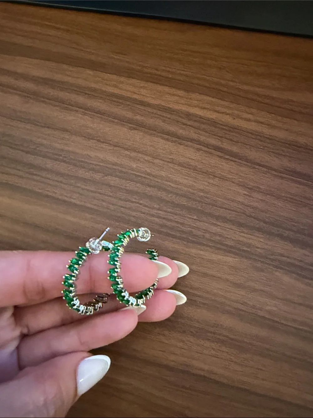 Green Crystal Hoop Earrings - Elegant Women's Jewelry